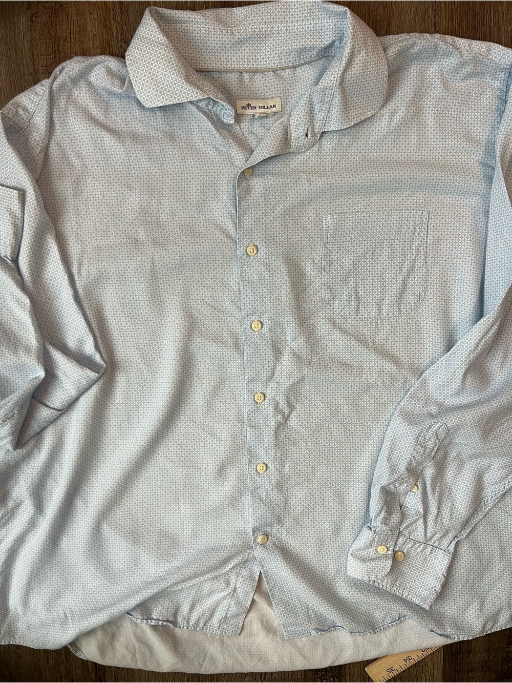 Peter Millar Pale Blue Micro-Pattern Men's Button-Down Shirt